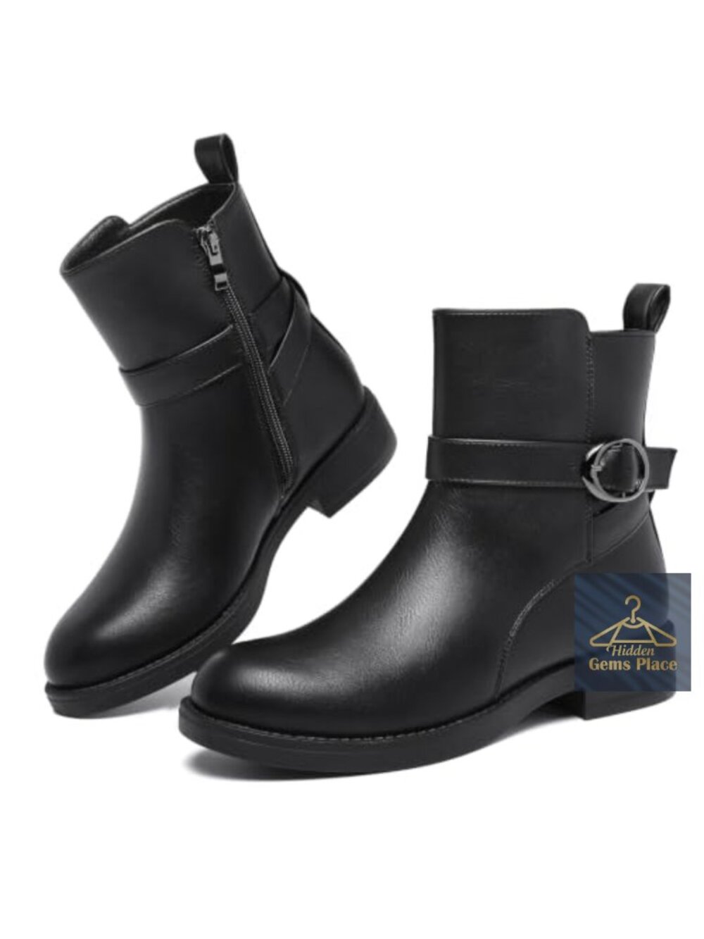 Women's Mid Ankle Booties Chunky Low Heel Zipper Snow Wear